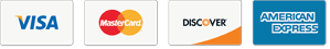 We Accept Visa, Discover, Master Card, and American Express